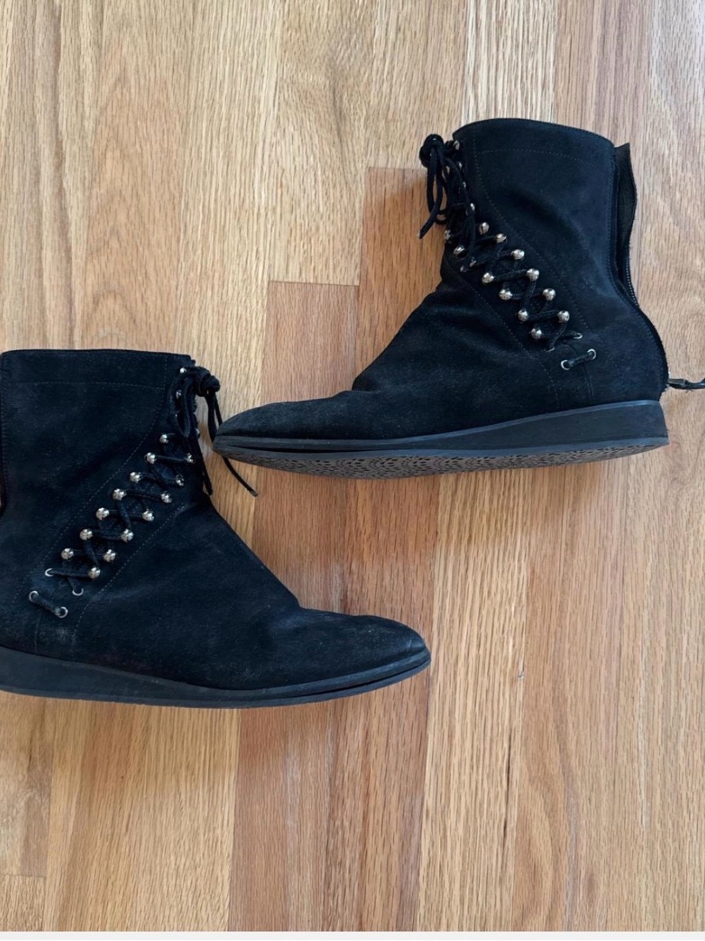 Alaia Black Suede Lace-Up  Boots